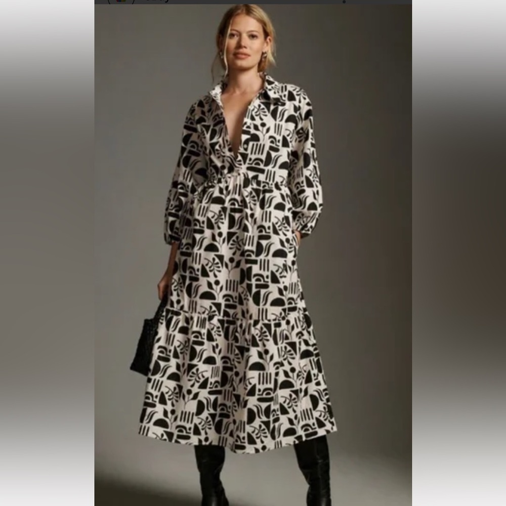 Anthropologie Bettina Tiered Shirt Dress